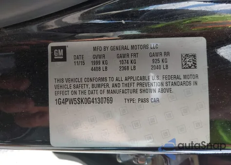 2016 Buick Verano Sport Touring из США, поврежденный, VIN 1G4PW5SK0G4130769